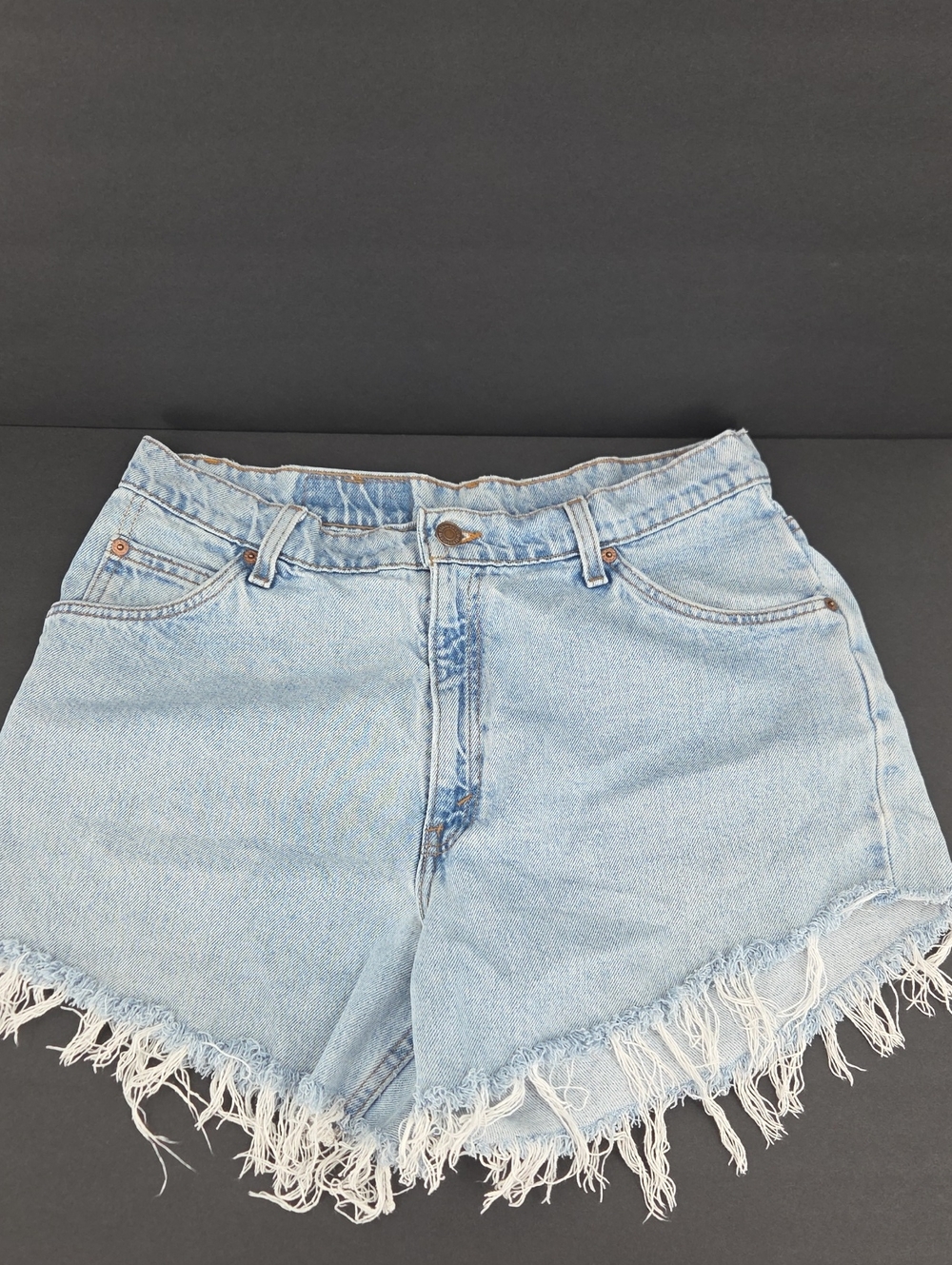 Levi's Light Wash Frayed Hem Denim Shorts